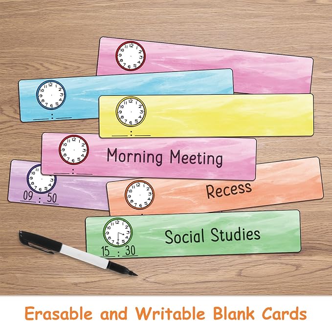 ABCxGOOD Daily Schedule Pocket Chart, Visual Schedule Pocket Chart for Toddler, 13+1 Pocket with 21 Dry-Erase Reusable Cards, prek k Preschool Classroom Must Haves.