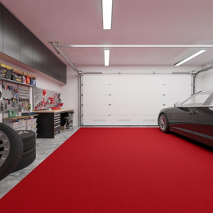 Ottomanson 6'6" x 42' Hallway Runner with Scraper Pile Extra Durable Non-Slip Rug Mat for Indoor & Outdoor Use - Ideal for Kitchen, Entryway, Patio & Garage - High-Traffic Carpet, Red