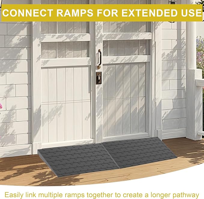 OrangeStar Heavy Duty Rubber Threshold Ramp – 3" Rise Wheelchair & Scooter Ramp with Cord Channel, Non-Slip Angled Entry for Doorways, Steps & Garages, 2200 LBS Capacity (Black, 36" Length)