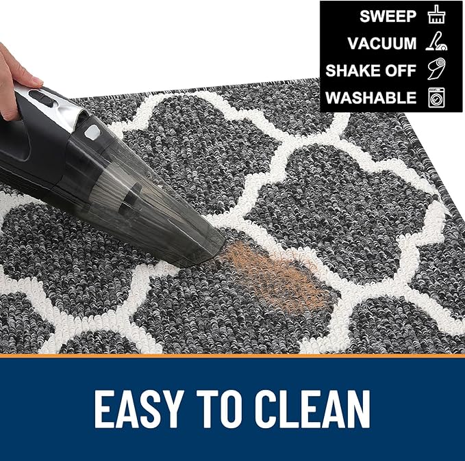 OLANLY Indoor Door Mat, 59x20, Non-Slip Absorbent Resist Dirt Entrance Mat, Washable Low-Profile Inside Floor Doormats for Entryway, Black