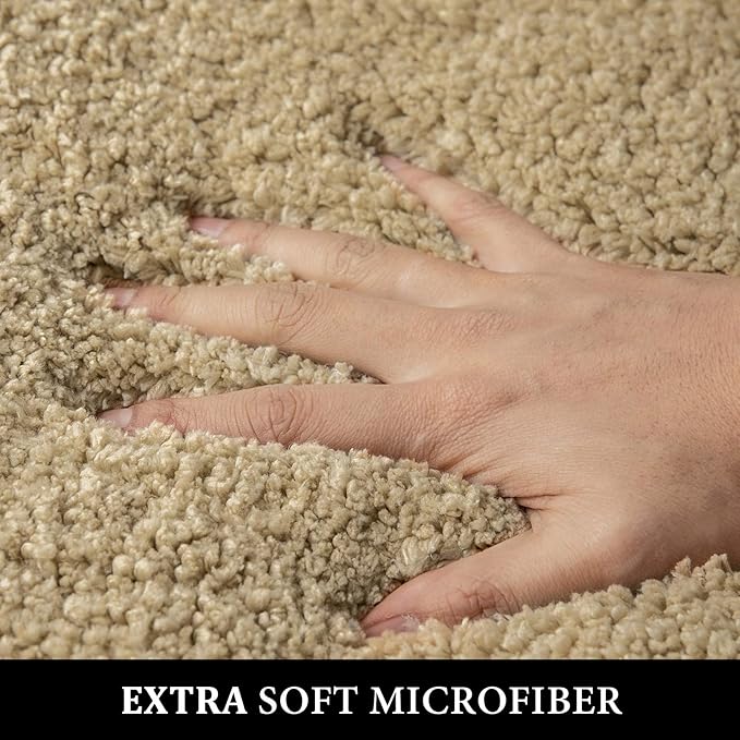 MIULEE Non Slip Bathroom Rug Bath Mats for Bathroom(20x30,Camel) Absorbent Thick Soft Microfiber Bath Rug Machine Washable Plush Carpet for Tub Shower