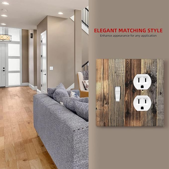 Barn Brown Wood Rustic Weathered Wood Print Wallplates 1 Toggle 1 Duplex Switch Plate Electrical GFCI Faceplate Decorative Light Switch Covers for Farmhouse Home Decor