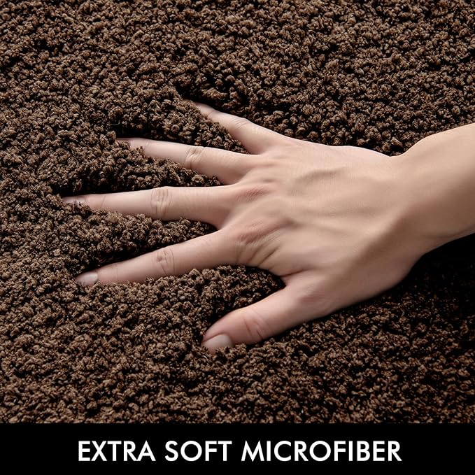 MIULEE Brown Bathroom Runner Rug 24x60 Inches, Long Bath Mat for Bathroom Floor Bathtub Showers, Machine Washable Absorbent Microfiber Carpet with TPR Anti-Slip Back