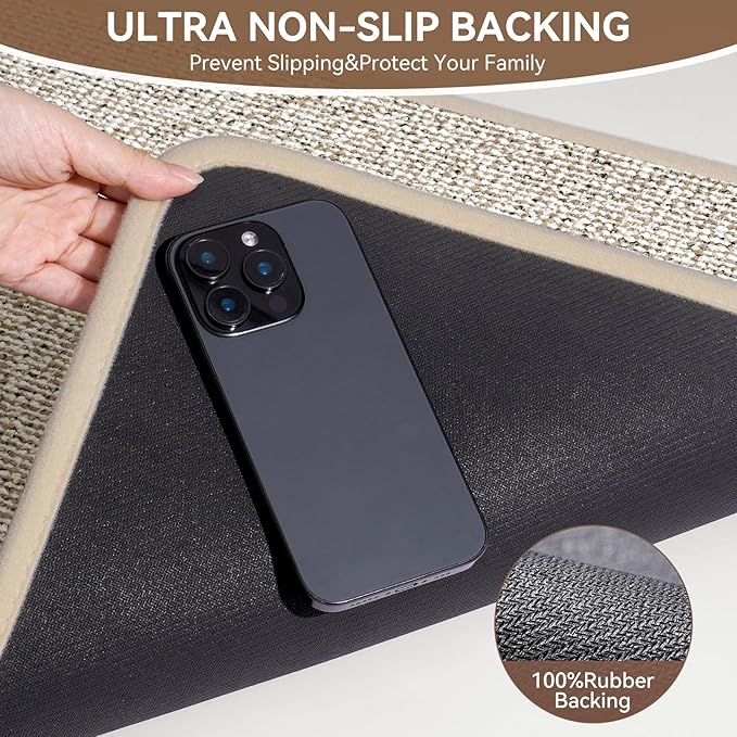 24"x35" Absorbent Quick Dry Bath Mats, Non-Slip Rubber Backing Bathroom Rug, Washable Bath Rugs for Bathroom Floor, Sink and Outside Shower, Low Pile Rug Fit Under Door, Minimalism, Brown