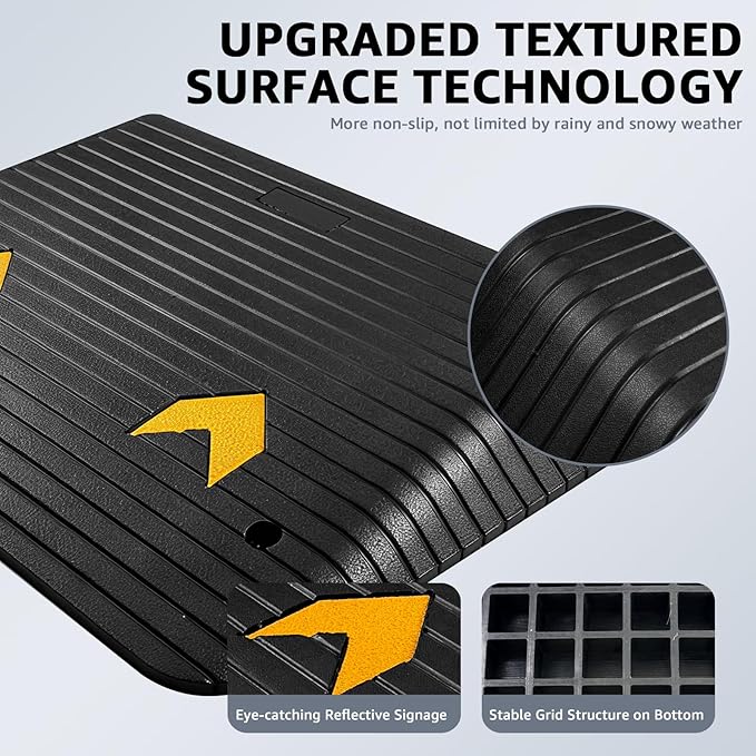 4" Rise Rubber Threshold Ramp, 35.5" Wide Non-Slip Wheelchair Ramp for Doorway, 33069 lbs Capacity Curb Ramp for Wheelchairs, Scooters, Power Chairs & Walkers