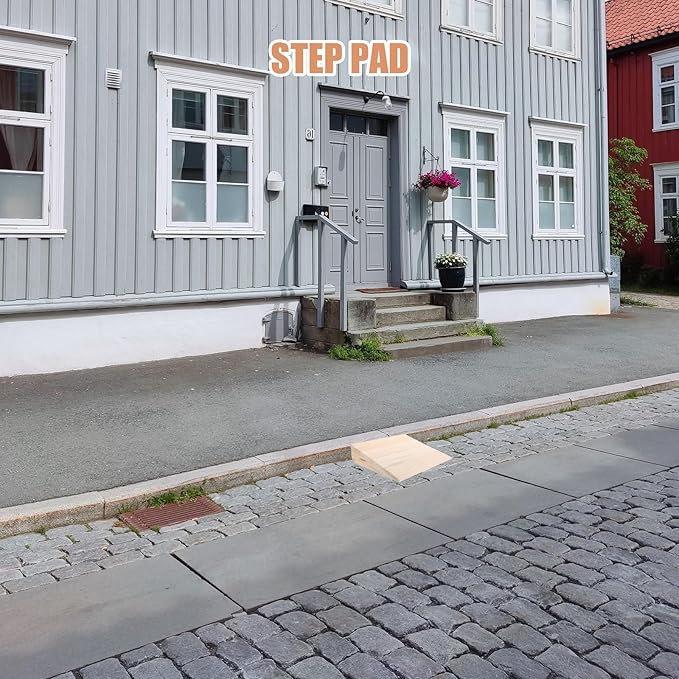 Solid Wood Threshold Slope Pad 25.8X30X7Cm for Wheelchairs and Scooters, Sturdy Entry Step Aid for Home Doorways and Driveways, Non-Slip Curb Climbing Assistance for Mobility