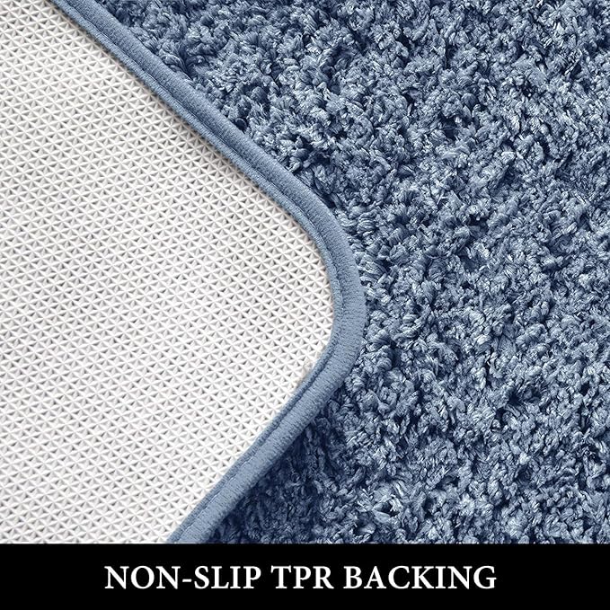 MIULEE Extra Thick Non Slip Bathroom Rug Shaggy Soft Bath Mat Plush Microfiber Absorbent Water for Shower Tub Machine Washable (Dusty Blue, 20x30 Inches)