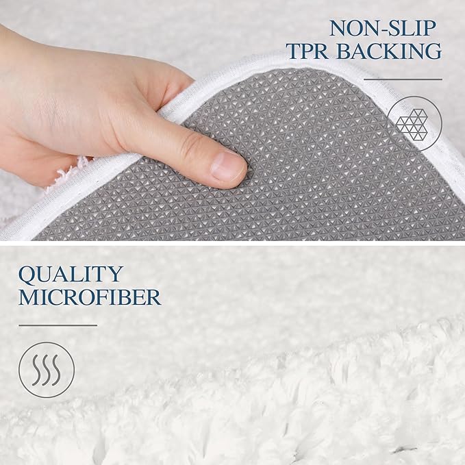 Walensee Large Bathroom Rug (24 x 36, Ivory) Extra Soft and Absorbent Shaggy Bath Mat Machine Washable Microfiber Non Slip Luxury Floor Mat