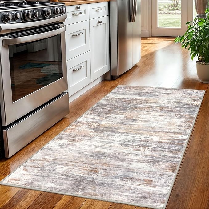 KOZYFLY Abstract Modern 3x5 Ft Area Rug in Multi Grey - Non-Slip and Machine Washable Indoor Rug, Versatile for Entryway, Kitchen, Living Room, Bedroom, Laundry or Nursery Door Mat