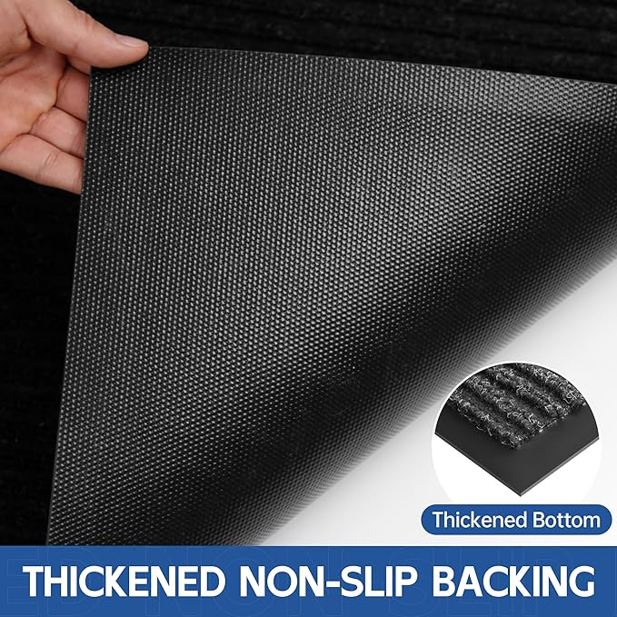Front Door Mat, 6' x 3' Heavy Duty Indoor Outdoor Door Mat Entrance, Commercial Welcome Mats, Stain and Fade Resistant, Durable Rubber Backing, Low Profile Entry Mat for Patio, Black Stripe