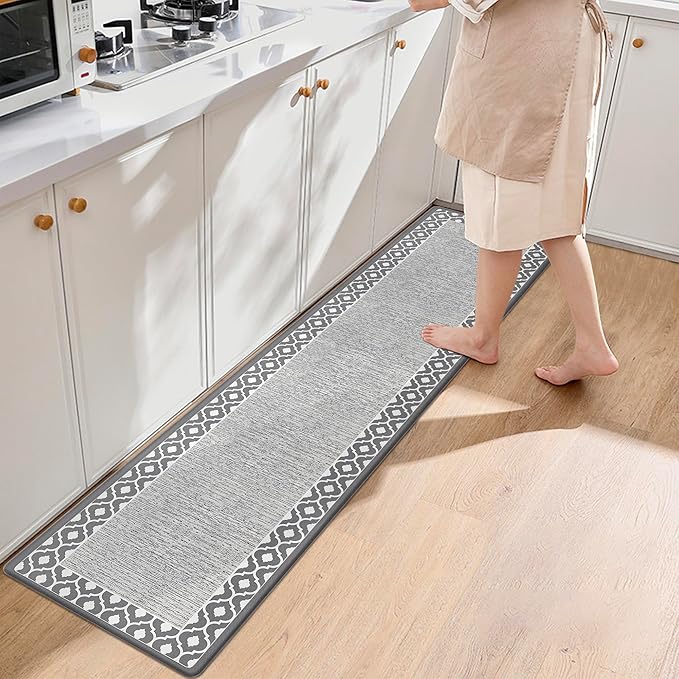 Anti Fatigue Kitchen Rug Long Kitchen Mats for Floor Ergonomic Comfort Memory Foam Standing Mat Non Slip Waterproof Kitchen Rug Farmhouse Kitchen Rugs for Office Sink Laundry 17.3"x70.8" Grey