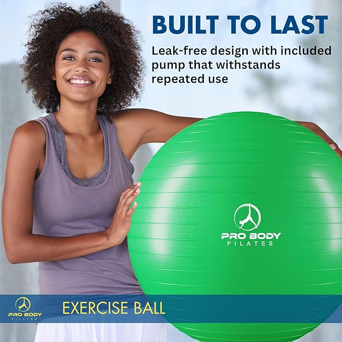 ProBody Pilates Exercise Ball - Multiple Sizes Gym Grade Balance Ball for Fitness, Yoga, Workout, Pregnancy & Physical Therapy