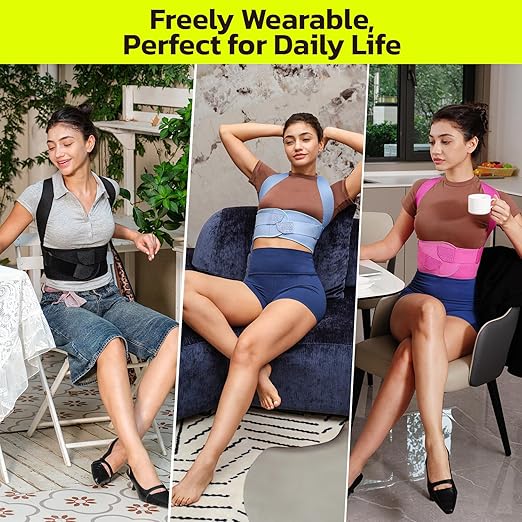 Posture Corrector for Women - Lightweight and Breathable Back Brace for Pain Relief, Rounded Shoulders and Hunchback, Compact & Portable with Fashionable Design, Invisible Under Clothes Blue M