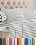 King 6 Piece Sheet Set - Cooling & Breathable Bed Sheets - Hotel Luxury Bed Sheets for Women, Men, Kids & Teens - Bedding w/Deep Pockets & Easy Fit - Soft & Wrinkle Free - King Grey Stripes Sheets