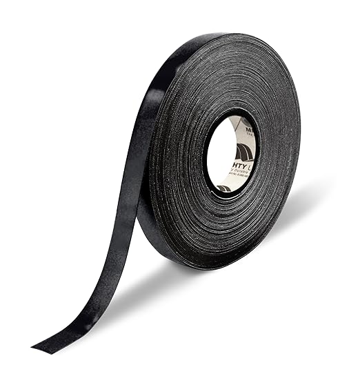 Mighty Line 1" Solid Color Floor Marking Tape for Safety, Caution, Warning, Flooring, Heavy-Duty, Peel and Stick, Adhesive, Industrial Quality, 50' Roll, Black