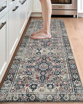 DEXI Kitchen Mats for Floor Cushioned, 23x86 Extra Large Long Runner Rug Non Slip, Waterproof Soft Comfort Standing Padded Anti Fatigue Decorative, Blue Red