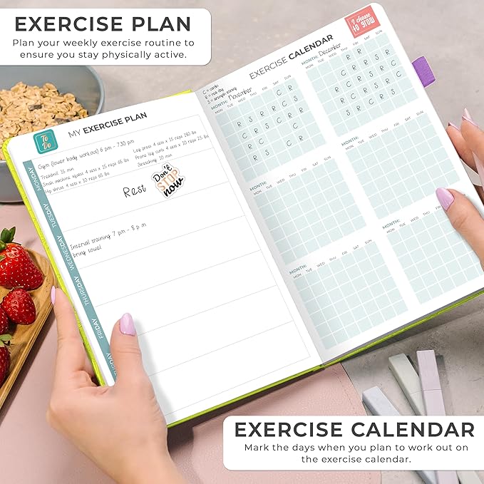 Clever Fox Weekly Meal Planner - Weekly & Daily Meal Prep Journal with Shopping and Grocery Lists for Menu Planning, Healthy Diet & Weight Loss Tracking, Lasts 1 Year, Undated, A5 - Neon Yellow