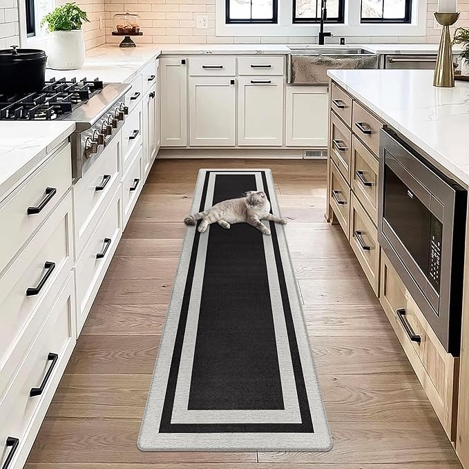 Anti Fatigue Kitchen Mat Long Kitchen Mats for Floor Non Slip Waterproof Kitchen Rug Kitchen Runner Kitchen Floor Mats Cushioned Anti Fatigue for Kitchen Sink Office Laundry 17.3" x 70.8" Black