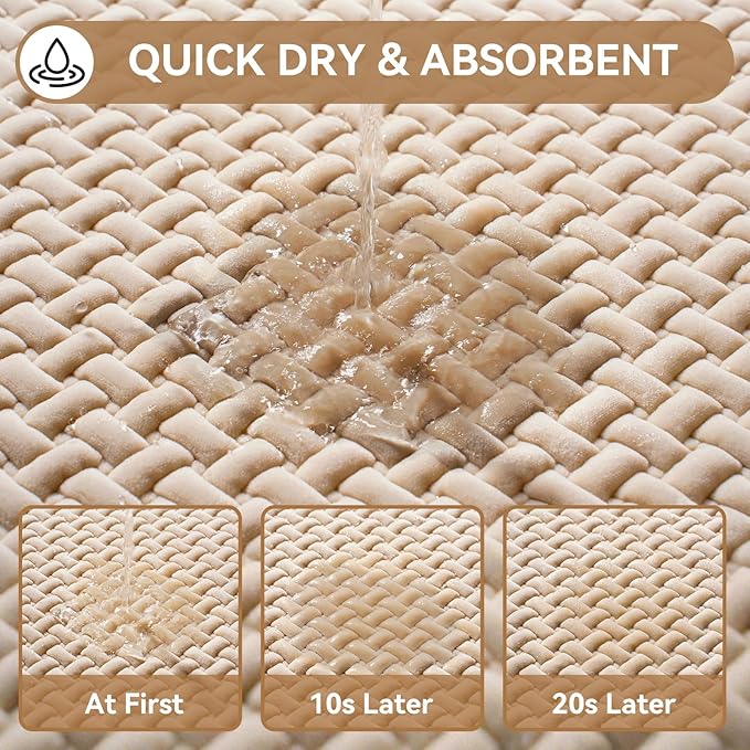 Bathroom Rugs Non Slip, Super Absorbent Quick Dry Bath Mats for Bathroom, Foam Weave Texture Thin Bath Rugs Washable with Rubber Backing Fit Under Door Outside Shower,16" x 24“