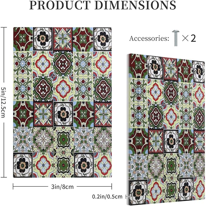 Light Switch Cover Plate Talavera Tile Decal 1 Gang No Device Blank Electrical Wall Plates Faceplate Decorative Switch Plate for Bedroom Bathroom Decor