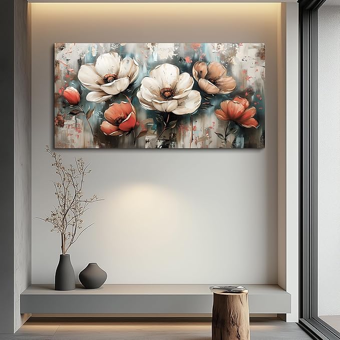 FUHAIHUA Canvas Wall Decor For Bedroom Wall Art For Living Room Office Decorations Boho Wall Paintings Flowers Landscape Pictures Artwork Aesthetic Posters kitchen Home Decor Ready To Hang 20x40 In