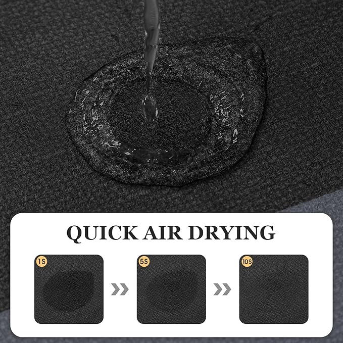 ACCUMTEK Ultra Thin Bath Mat, Upgrade Backing Non Slip Thin Bath Mats Fit Under Door, Quick Dry Ultra Absorbent Bathroom Rugs, Machine Washable Bath Rugs for Bathroom, Bathtub, Black/Bordered/24 x17