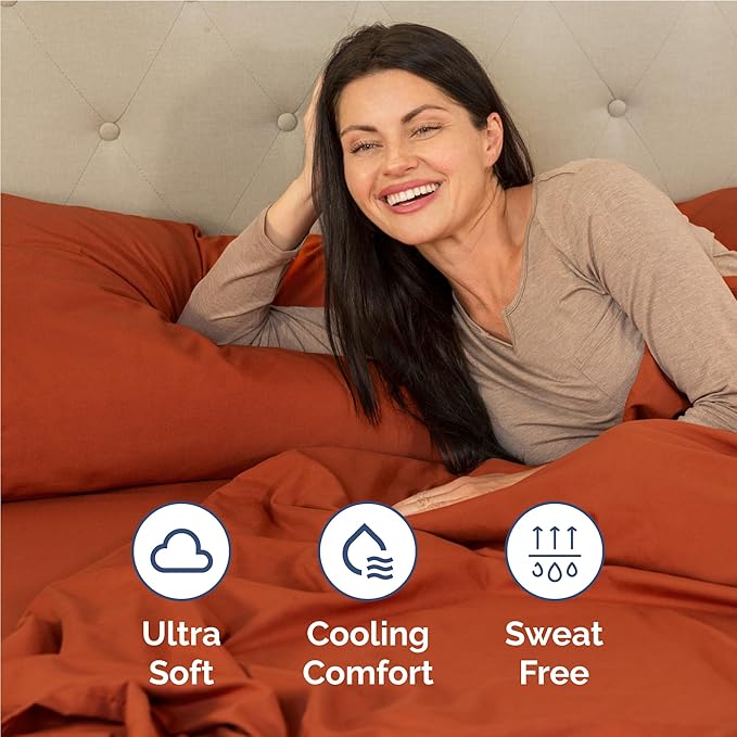 Twin XL 4 Piece Sheet Set - Cooling & Breathable Bed Sheets - Hotel Luxury Bed Sheets for Women, Men, Kids & Teens - Deep Pocket Bedding w/Easy Fit - Soft & Wrinkle Free - Twin XL Terracotta Sheets