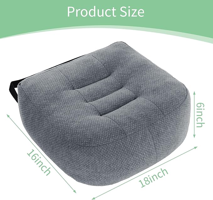 HOMBYS Extra Thick Chair Cushions for Office,6 in Breathable Adult Booster Seat for Car,Car Seat Cushion to Raise Seat Height,Shredded Memory Foam Desk Chair Cushion for Long Sitting,Dark Grey