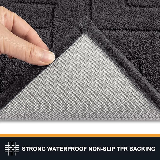 PURRUGS Dirt Trapping Door Mat 24" x 35.5", Non-Slip Machine Washable Entry Rug, Shoe Scraper, Dog Doormat, Super Absorbent Welcome Mat for Front & Back Door, Muddy Wet Shoes & Paws, Charcoal