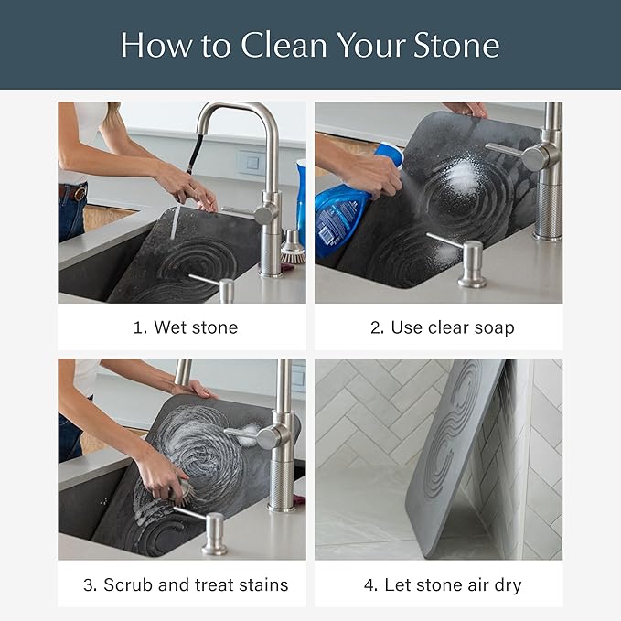 Dorai Home Bath Stone Mat 23.6"x15.4" – Quick-Dry, Non-Slip Diatomite Stone Bath Mat for Bathroom, Zen Slate