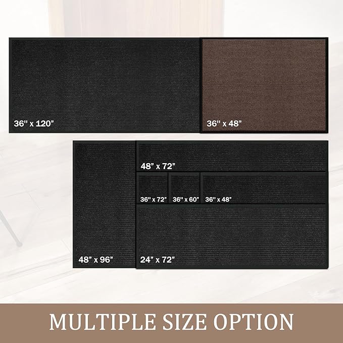 3' X 4' Commercial Grade Door Mat Indoor Outdoor Entrance, Traffic Guard Doormat, Industrial Rug Heavy Duty Brush Step Entrance Mat Weather Utility Rug with Non Slip Rubber Backing, Brown