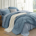 Bedsure Twin Grayish Blue Comforter Set - 5 Pieces Reversible Bedding, Twin Size Bed Set for All Seasons, Bed in a Bag with Down Alternative Comforter, Sheets, Pillowcase & Sham