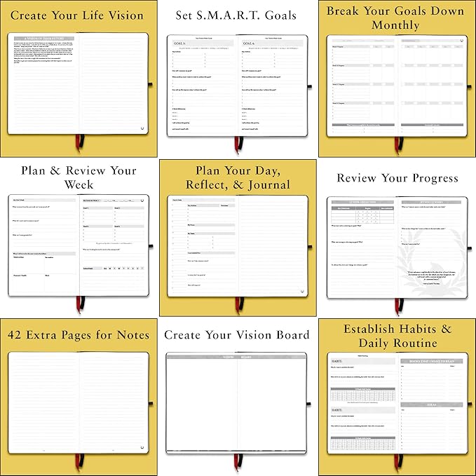 The Phoenix Journal - Best Daily Goal Planner, Organizer, & Calendar for Goal Setting, Gratitude, Happiness, & Productivity - Vision Board & Habit Tracking - 12 Weeks, Undated, Hardcover (Sapphire)