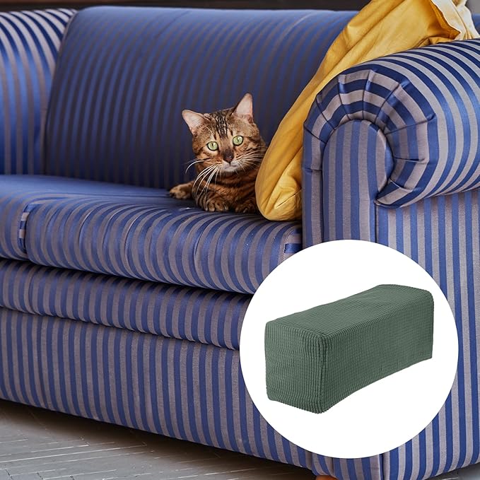 uxcell 2pcs Stretch Armrest Covers for Chairs/Sofas, Couch Arm Covers with Twist Pin, Furniture Protector Slipcovers Green
