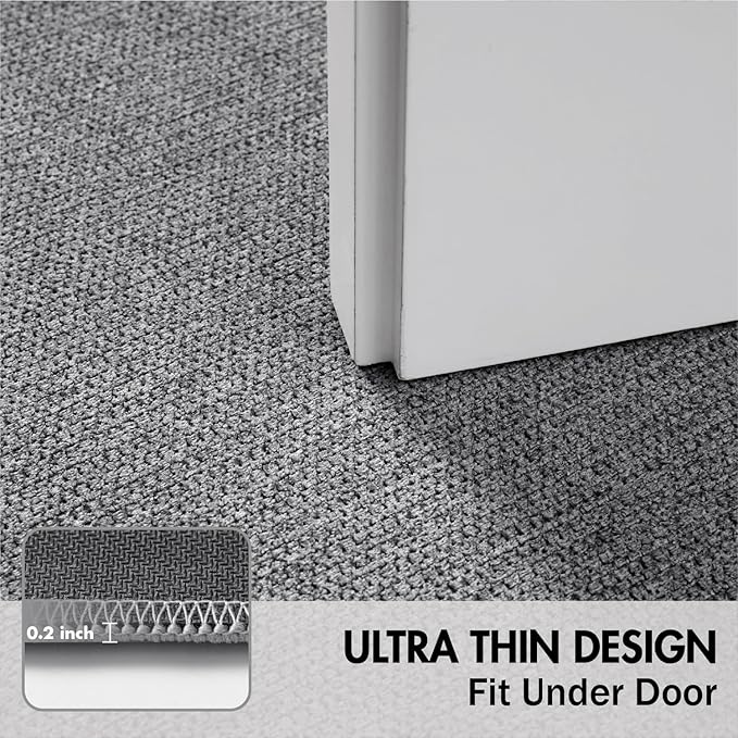 MIULEE Set of 2 Ultra Thin Bathroom Rugs, Rubber Bath Mats for Bathroom Non Slip, Quick Dry Absorbent Bath Rug Machine Washable, Fit Under Door, Shower, Sink, Home Decor, Grey, 17"x27"+20"x32"