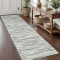 KOZYFLY Modern Abstract Hallway Runner Rug, 2x8 Kitchen Rugs Non-Slip Washable Soft Striped Runner Rugs, Print Grey Green Carpet Runner for Entryway Bathroom Laundry Room Foyer