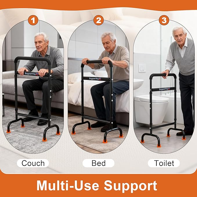 Stand Assist for Chair & Couch, Height Adjustable Mobility Aid for Seniors, Lightweight Metal Frame with 600lb Capacity