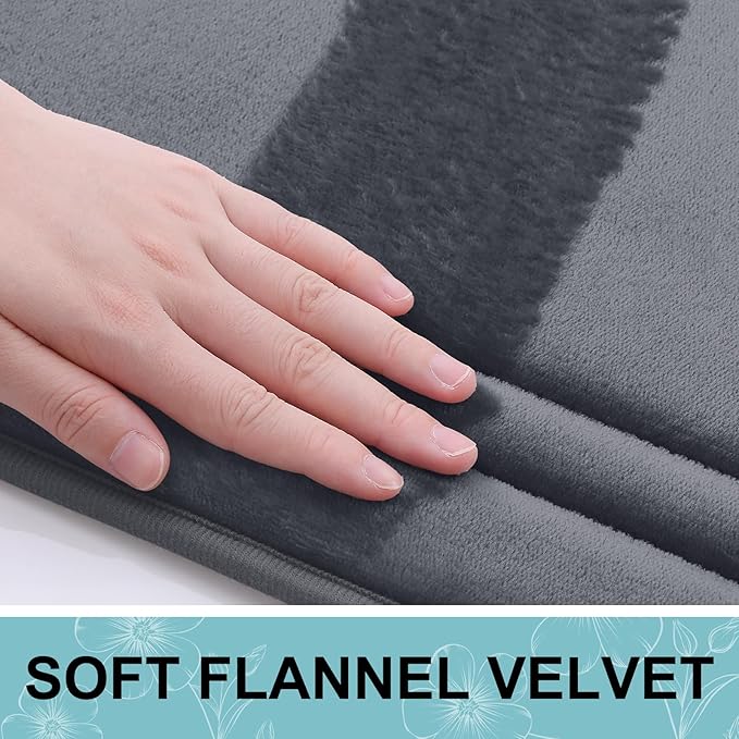 Grandaily Memory Foam Bath Mat Rug 44x24, Ultra Soft, Non-Slip and Absorbent Bathroom Rugs, Machine Wash Dry, Comfortable Bath Carpet for Bathroom Floor, Tub and Shower, Dark Grey