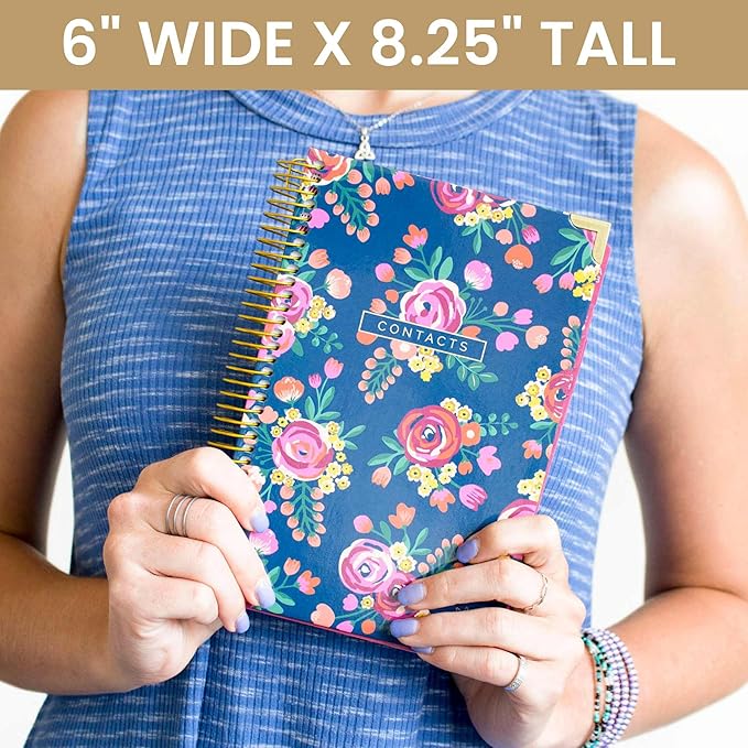 bloom daily planners New Address Book with Alphabetical Tabs - Hardcover Phone Book Organizer for Telephone Numbers, Passwords, Birthdays & Anniversaries (6” x 8.25”) - Vintage Floral