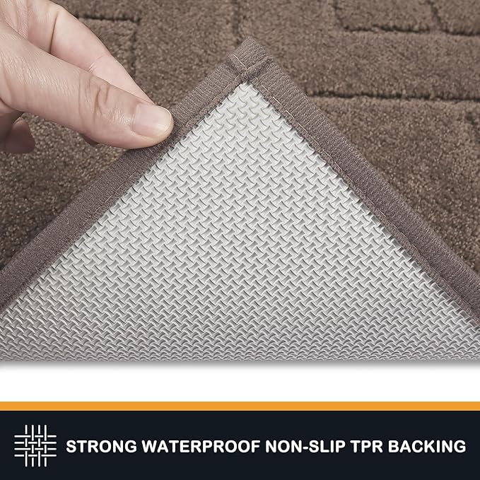 PURRUGS Dirt Trapping Door Mat 32" x 70", Non-Slip Machine Washable Entry Rug, Shoe Scraper, Dog Doormat, Super Absorbent Welcome Mat for Front & Back Door, Muddy Wet Shoes & Paws, Grayish Brown