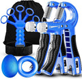 Grip Strength Trainer(5 Pack) with Finger Exerciser, Hand Grip Strengthener, Finger Stretcher,Grip Ring & Stress Relief Ball for Muscle Building and Injury Recover with Carry Bag