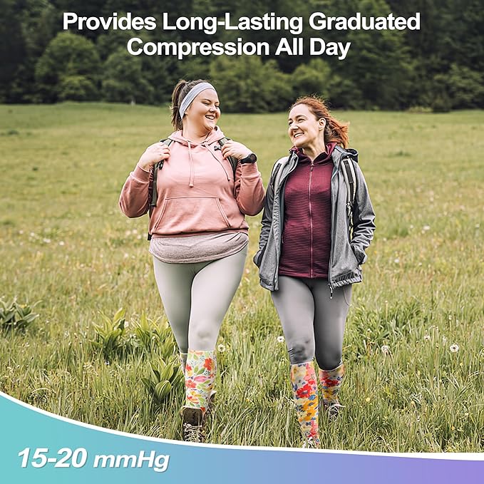 LEVSOX Plus Size Compression Socks for Women Men Wide Calf Extra Large 15-20 mmHg Knee High Sock for Nurses Pregnant Travel