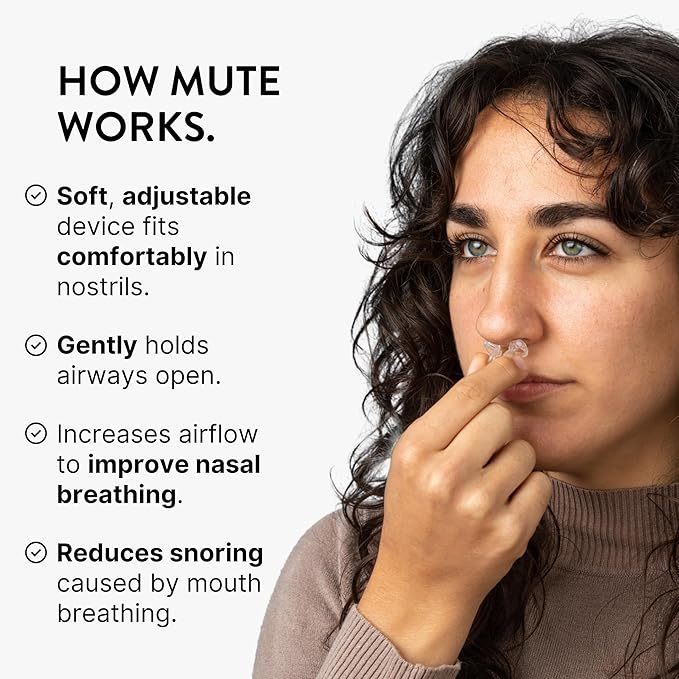 Mute Nasal Dilator Snoring Solution | Large 3 Pack | Snore Less & Sleep Better | Nasal Strip Alternative | Comfortable Breathing Aids for Better Sleep & Improved Airflow