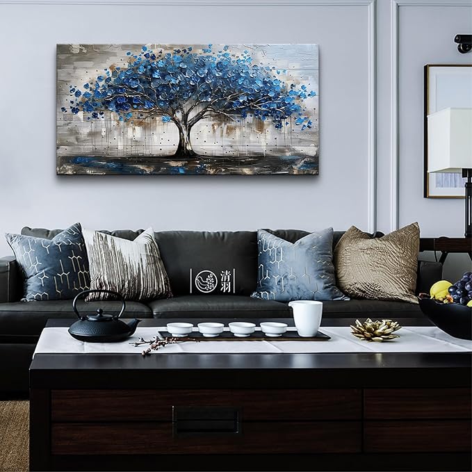Lapremoly Framed Wall Art For Office Wall Decor For Living Room Bedroom Decor Tree Panoramic Landscape Wall Paintings Canvas Prints Textured Abstract Pictures Artwork Modern Home Decoration 30"X60"