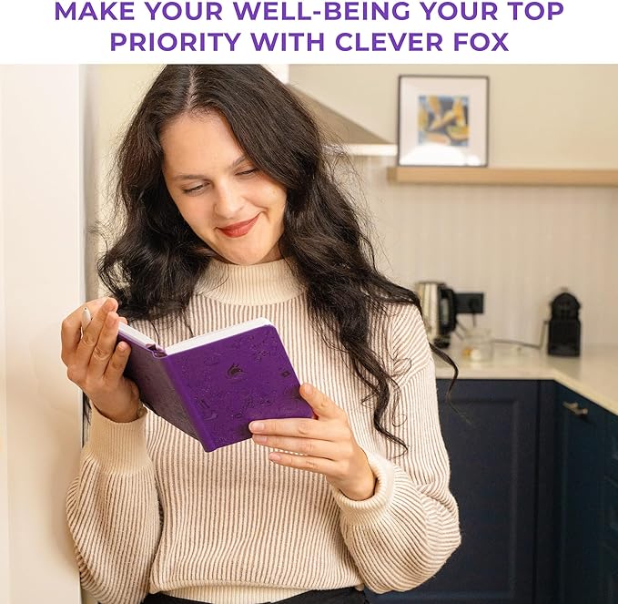 Clever Fox Fitness & Food Journal Pocket – Nutrition & Workout Planner for Women & Men – Diet & Gym Exercise Log Book with Calendars, Diet & Training Trackers – Lasts 3 Months, 4.3x5.5” (Purple)