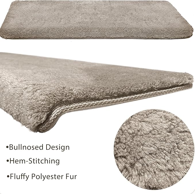 PURE ERA Carpet Stair Treads Ultra Plush 9.5" X 30"Soft Bullnose Indoor Stair Protectors Pet-Friendly Non-Slip Skid Resistant Tape Free Washable Reusable(14 Pieces, Cream Gray)