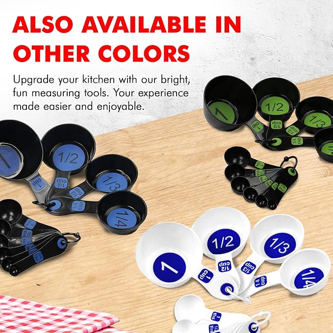 Chef Craft Easy to Read Plastic Measuring Cup Set, 10 Piece, white