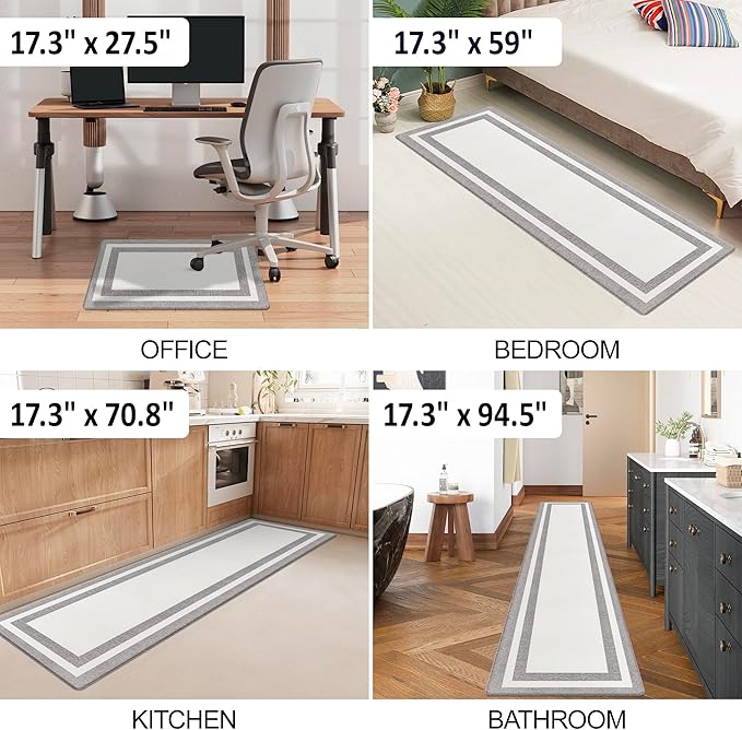 White Kitchen Mat Cushioned Anti-Fatigue Non-Skid Waterproof Rugs Ergonomic Comfort Standing Mat for Kitchen, Floor, Office, Sink, Laundry 17.3"x47.2"