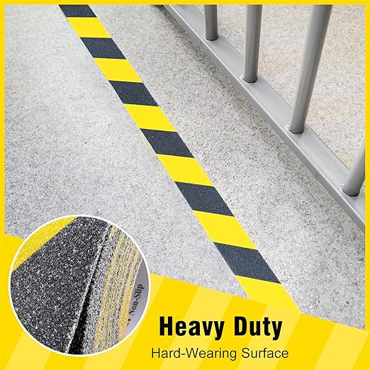 S&X Black/Yellow Anti Slip Tape, 6" x 33 FT, Heavy-Duty Grip Tape for Stairs Outdoor Waterproof Safety Non Skid Roll High Traction Non Slip Treads with Hard-Wearing Surface