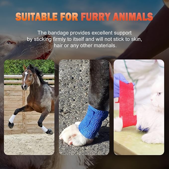 OK TAPE Self Adherent Cohesive Bandages Wrap - 12Packs, 2" x 5 Yards, Non-Woven Self Adhesive Bandage Wrap for Thumb, Finger, Wrist, Ankle, Vet Wrap Bandages Tape (Sapphire Blue)